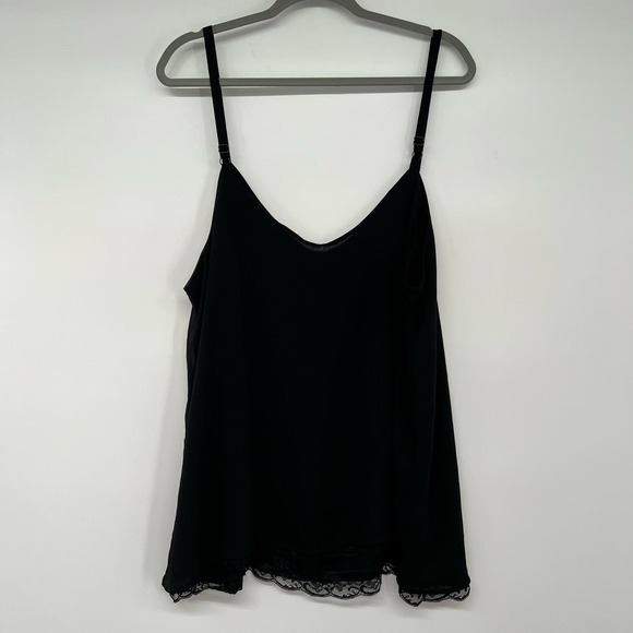 Torrid Georgette Lace Hem Cami Top Women's Size 3X Deep Black Spaghetti Straps - Picture 3 of 9